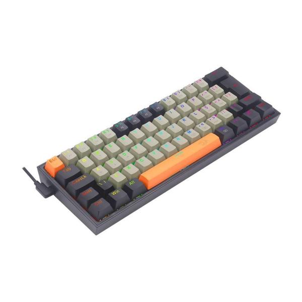 Imagem de Teclado Mecânico Gamer Redragon Fizz, RGB, Switch Brown, Layout 60%, USB, ABNT2, Laranja, Cinza e Pr