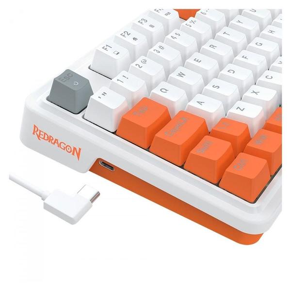 Imagem de Teclado Mecânico Gamer Redragon Gloria, RGB, Switch Vermelho, À prova de Poeira, ABNT2, Branco e Vermelho - K664WOG-RGB (PT-RED)