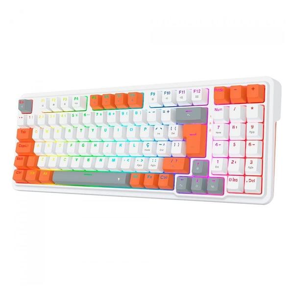 Imagem de Teclado Mecânico Gamer Redragon Gloria, RGB, Switch Vermelho, À prova de Poeira, ABNT2, Branco e Vermelho - K664WOG-RGB (PT-RED)