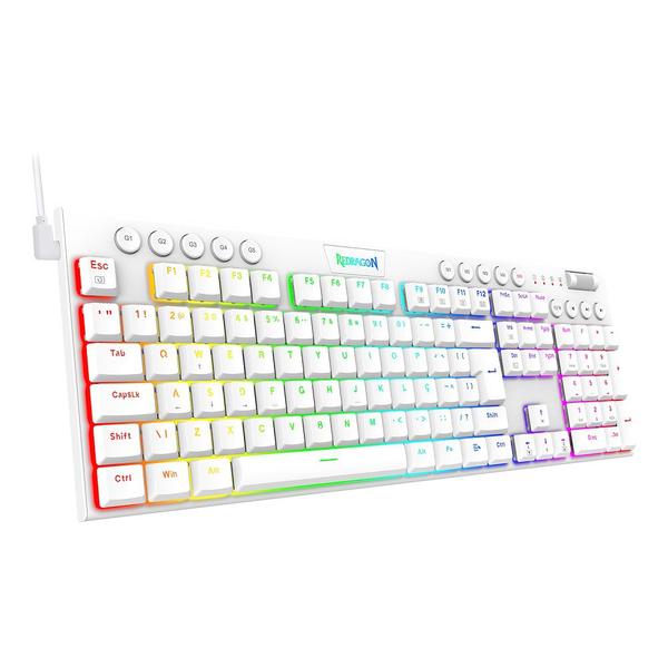 Imagem de Teclado Mecânico Gamer Redragon Horus RGB ABNT2 USB Switch Marrom - Branco 