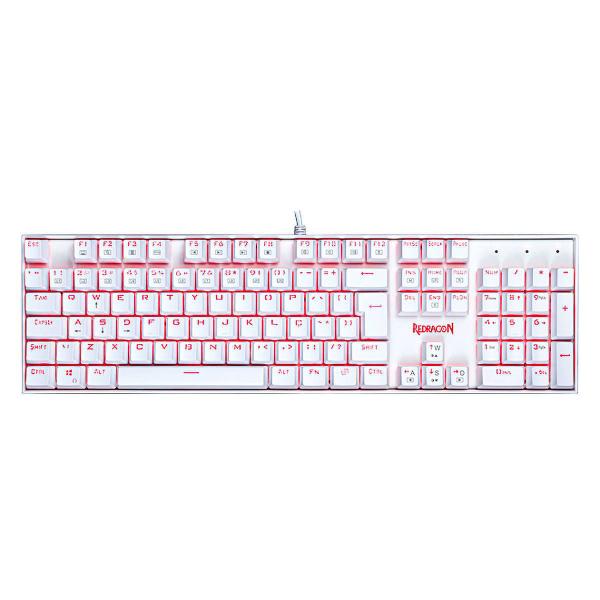 Imagem de Teclado Mecânico Gamer Redragon K551W Mitra Lunar White LED Vermelho Full Anti-Ghosting ABNT2 Switch Outemu Azul