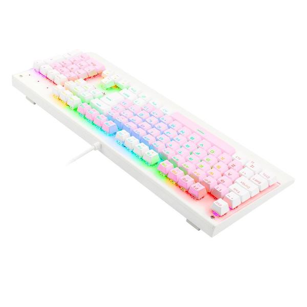 Imagem de Teclado mecânico gamer redragon kala rgb rosa com branco switch azul abnt2