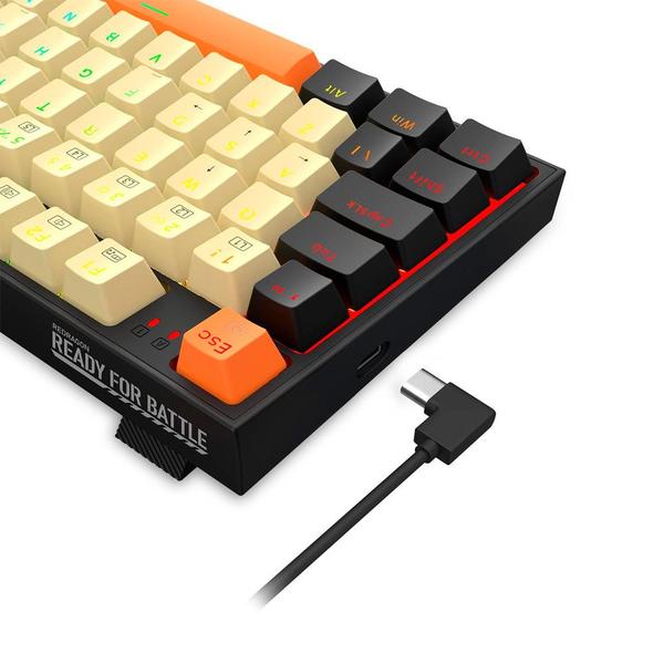 Imagem de Teclado Mecânico Gamer Redragon Kitava, RGB, com Conexão USB-C, ABNT2, Switch Brown, Preto, Laranja e Amarelo, K636CLO-RGB (PT-Brown)