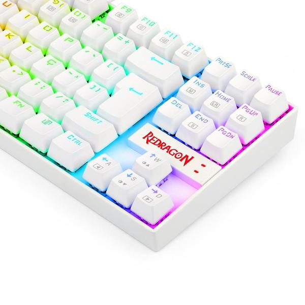 Imagem de Teclado Mecânico Gamer Redragon Kumara RGB Branco Switch Azul ABNT2