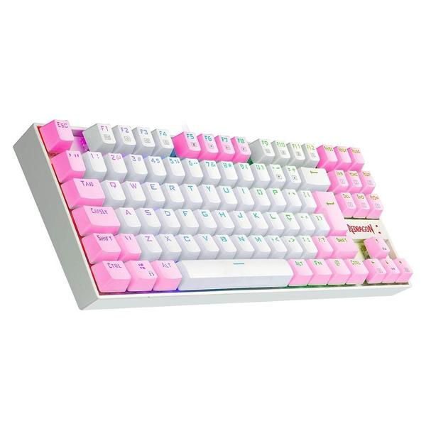 Imagem de Teclado Mecânico Gamer Redragon Kumara, RGB, Switch Brown, ABNT2, Branco e Rosa - K552WP-RGB (PT-BROWN)