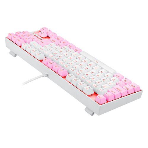 Imagem de Teclado Mecânico Gamer Redragon Kumara Single Color Branco e Rosa Switch Brown K552WP com Led Vermelho