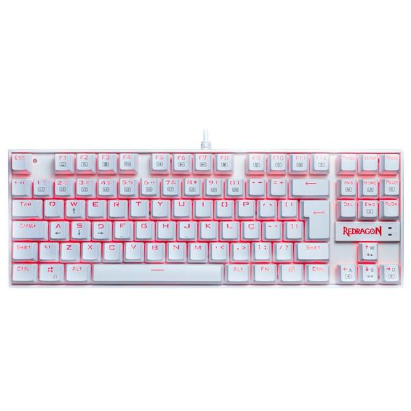 Imagem de Teclado Mecânico Gamer Redragon Kumara Single Color Branco Switch Azul