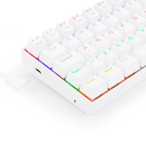 Imagem de Teclado Mecânico Gamer Redragon Lakshmi Lunar White Rainbow Switch Blue ABNT2 K606W-R