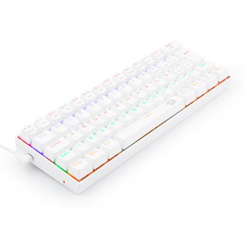 Imagem de Teclado Mecânico Gamer Redragon Lakshmi Lunar White Rainbow Switch Blue ABNT2 K606W-R