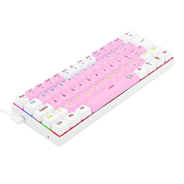 Imagem de Teclado Mecânico Gamer Redragon Lakshmi, Rainbow, Switch Blue, ABNT2, Pink/White