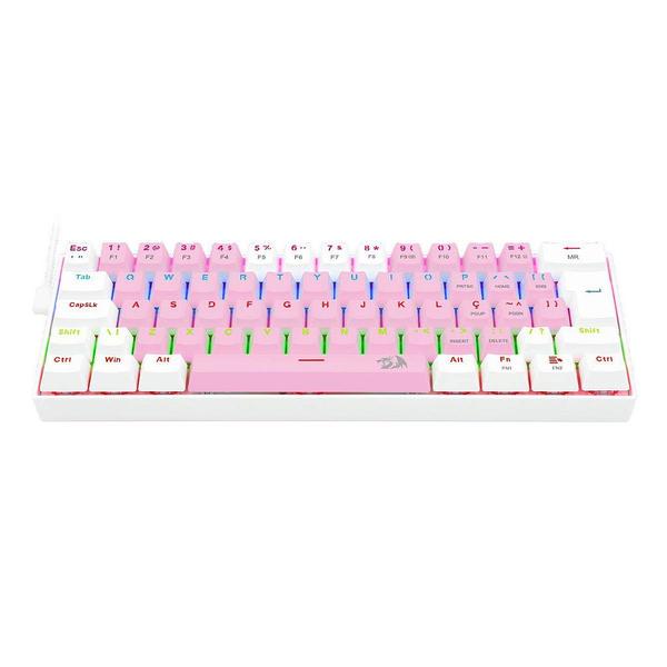 Imagem de Teclado Mecânico Gamer Redragon Lakshmi, Rainbow, Switch Blue, ABNT2, Pink/White