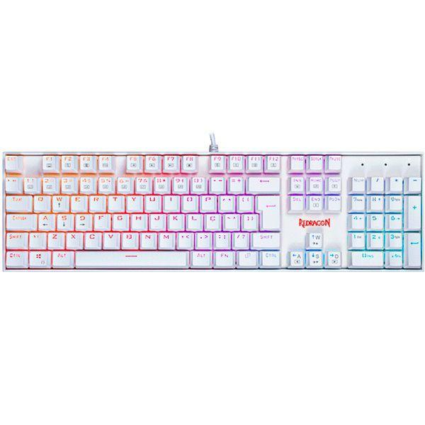 Imagem de Teclado Mecanico Gamer Redragon Mitra Branco SWITCH RED K551W-RGB