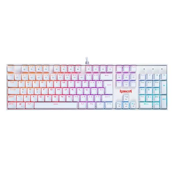 Imagem de Teclado Mecânico Gamer Redragon Mitra Lunar K551W RGB Switch Brown ABNT2 White K551W-RGB (PT-BROWN)