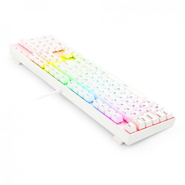 Imagem de Teclado Mecânico Gamer Redragon Mitra RGB Branco Switch Vermelho ABNT2