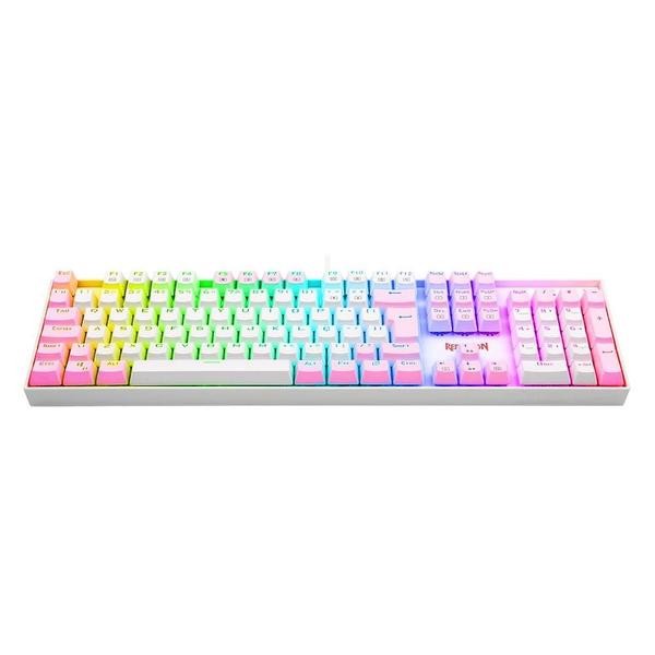 Imagem de Teclado Mecânico Gamer Redragon Mitra, RGB, Switch Blue, ABNT2, Branco e Rosa - K551WP-RGB (PT-BLUE)