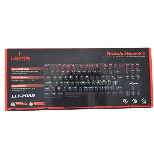 Imagem de Teclado Mecânico Gamer RGB Lehmox LEY-2080 ABNT2