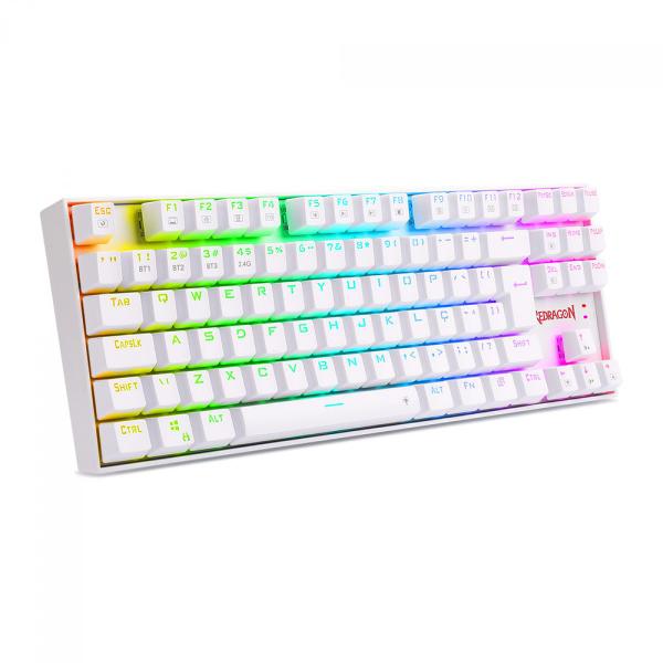 Imagem de Teclado Mecânico Gamer Sem Fio Redragon Kumara Pro, RGB, Bluetooth, Switch Brown, Branco ABNT2