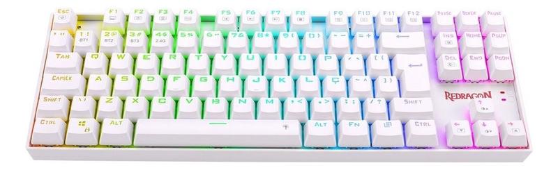 Imagem de Teclado Mecânico Kumara PRO Branco Sem Fio RGB Switch Marrom