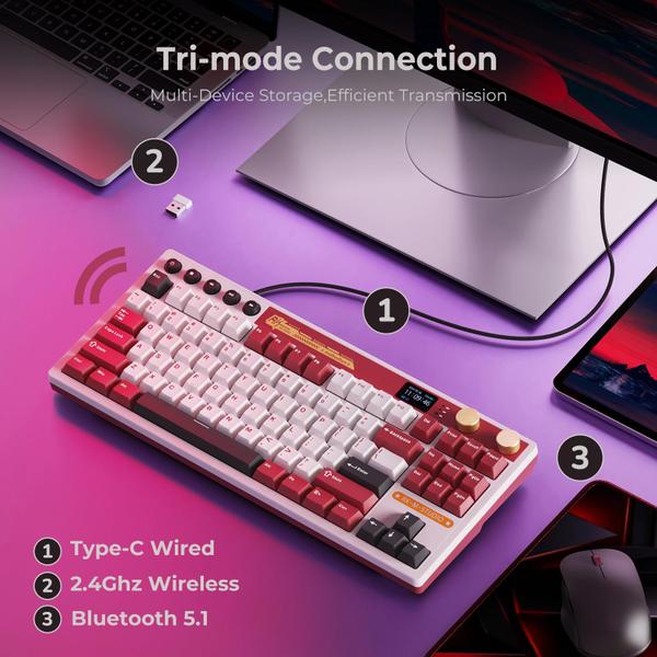 Imagem de Teclado Mecânico para Games RK ROYAL KLUDGE M87 - Sem Fio, 75% com Tela