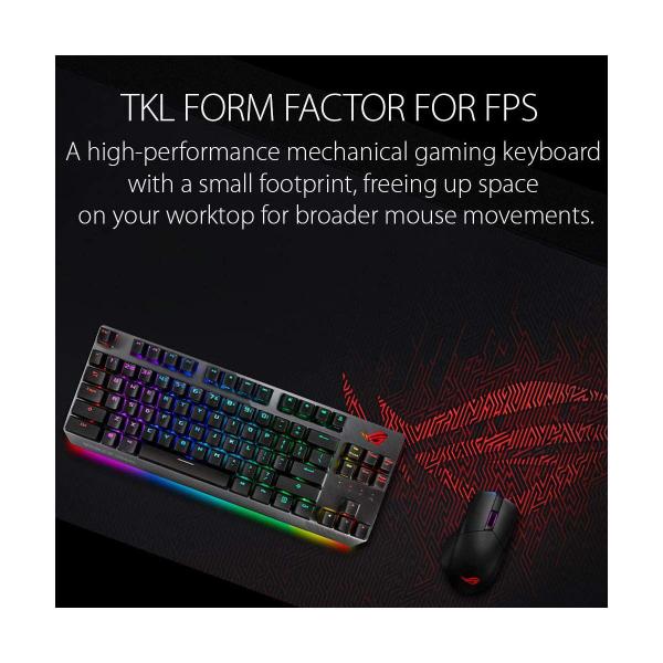 Imagem de Teclado Mecânico para Jogos ASUS RGB - ROG Strix Scope TKL  Cherry MX Brown Switches  Tecla Ctrl 2X mais larga para FPS Precision  Teclado para jogos para PC, preto