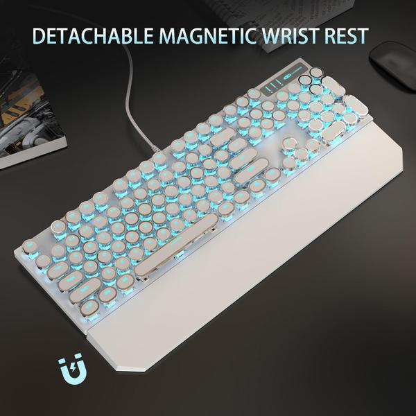 Imagem de Teclado mecânico para jogos Camiysn Typewriter Style branco