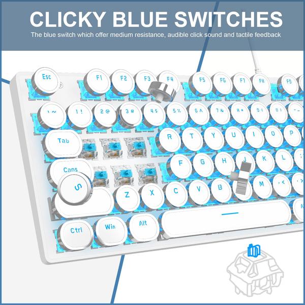 Imagem de Teclado mecânico para jogos Camiysn Typewriter Style branco