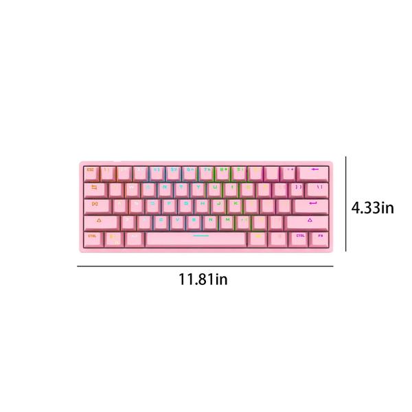 Imagem de Teclado mecânico para jogos com fio 60% Rgb retroiluminado compacto 61 teclas mini teclado com interruptores azuis para windows pc