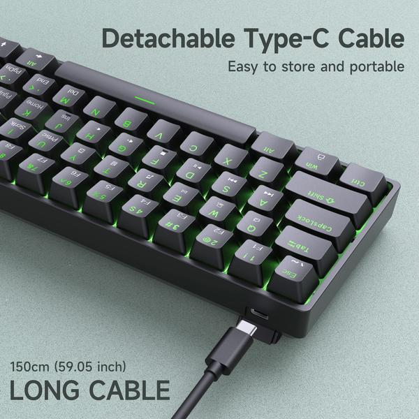 Imagem de Teclado mecânico para jogos DIERYA DK61SE 60% com luz de fundo LED