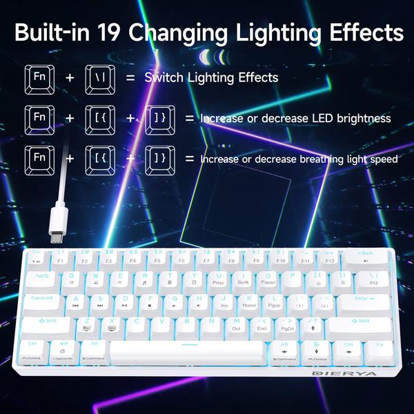 Imagem de Teclado mecânico para jogos DIERYA DK61SE 60% com luz de fundo LED