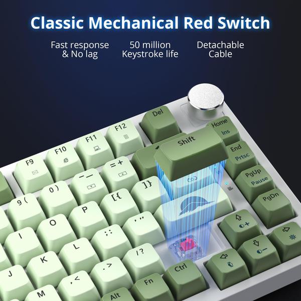 Imagem de Teclado mecânico para jogos Fogruaden Wired 75% Matcha