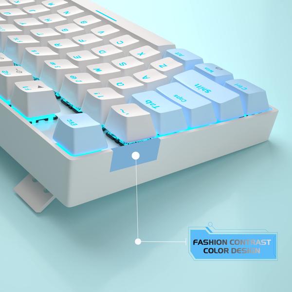 Imagem de Teclado mecânico para jogos MageGee 75% TKL 87 teclas branco/azul