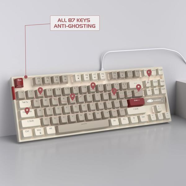 Imagem de Teclado mecânico para jogos MageGee 75% TKL Retro Cinza/Branco