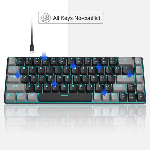 Imagem de Teclado mecânico para jogos MageGee MK-Box 68 teclas preto/cinza