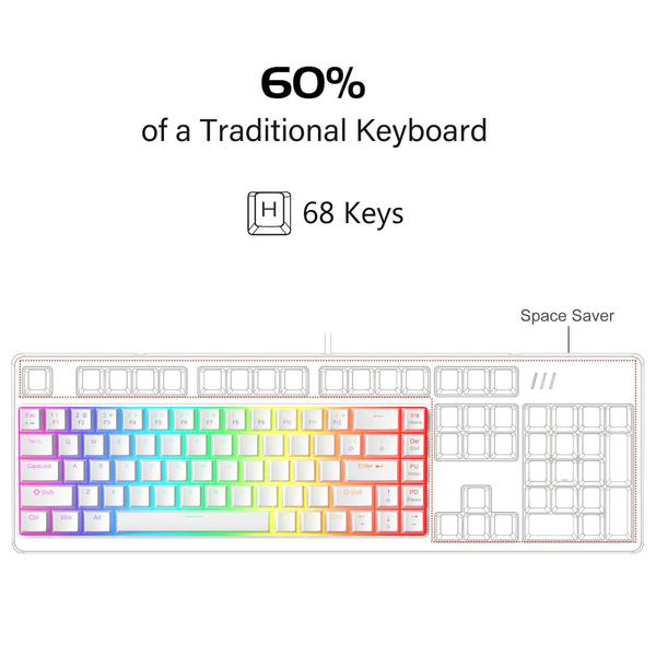 Imagem de Teclado mecânico para jogos MageGee Portable 60% RGB Red Switch