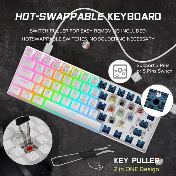 Imagem de Teclado mecânico para jogos RK ROYAL KLUDGE RK61 RGB Blue