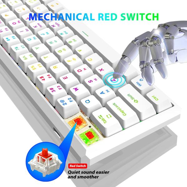 Imagem de Teclado mecânico para jogos Snpurdiri 60% RGB 61 teclas