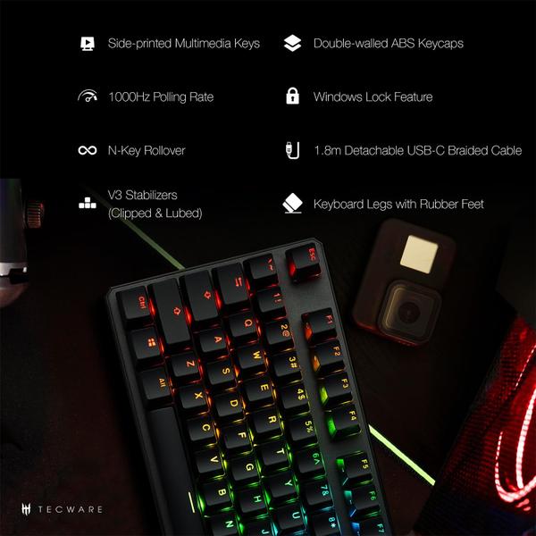 Imagem de Teclado mecânico para jogos TECWARE Phantom+ 87 Key RGB