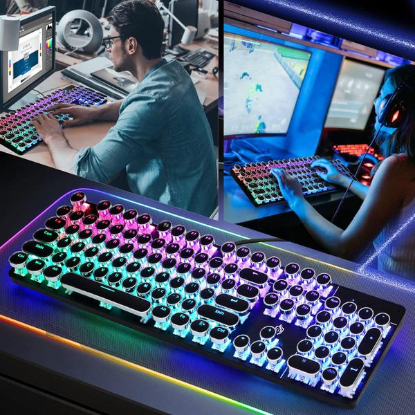 Imagem de Teclado mecânico para jogos YSCP Typewriter Style RGB 104 teclas