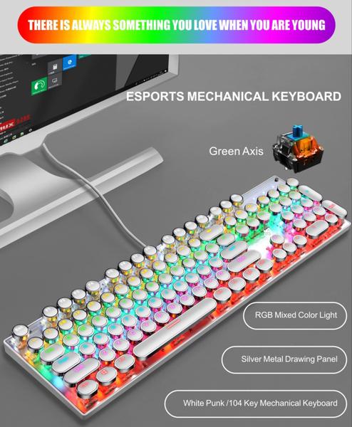 Imagem de Teclado mecânico para jogos YSCP Typewriter Style RGB 104 teclas