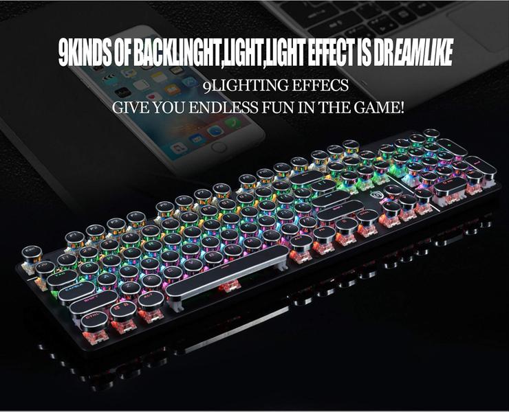 Imagem de Teclado mecânico para jogos YSCP Typewriter Style RGB 104 teclas