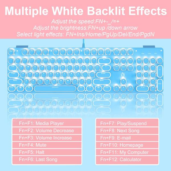 Imagem de Teclado mecânico para jogos YSCP Typewriter Style RGB 104 teclas