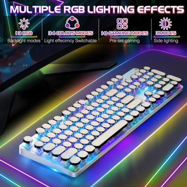 Imagem de Teclado mecânico para jogos YSCP Typewriter Style RGB 104 teclas