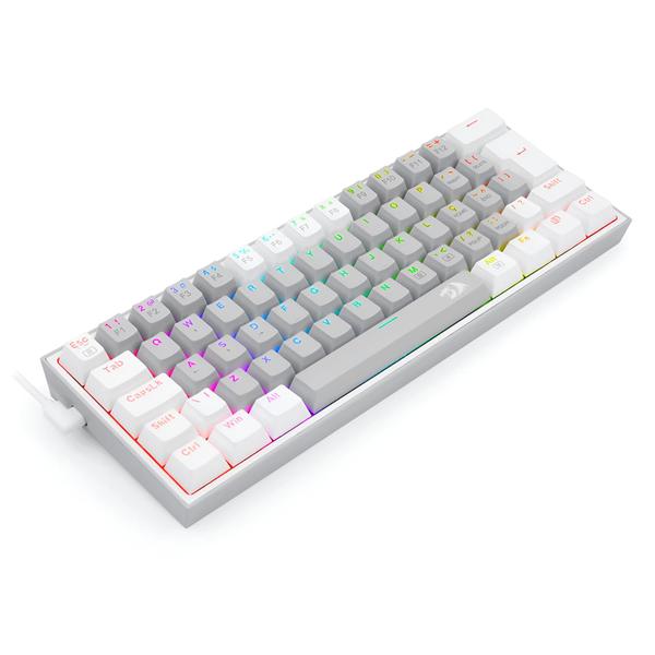 Imagem de Teclado Mecânico Redragon Fizz Cinza e Branco K617 PT-BLUE