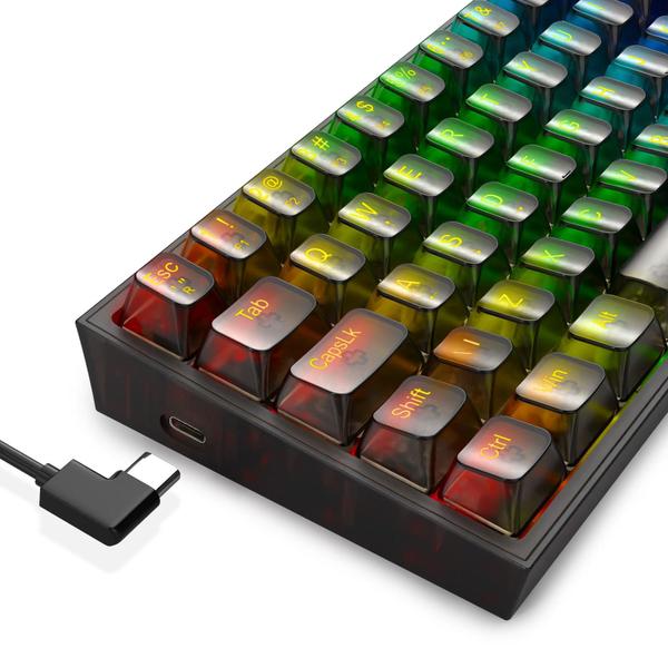 Imagem de Teclado Mecânico Redragon Fizz RGB Clear Black Switch Crystal