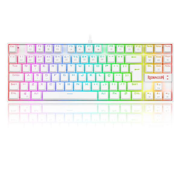 Imagem de Teclado Mecânico Redragon Kumara Lunar White - Rgb - Swblue