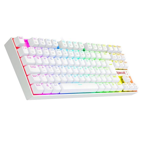 Imagem de Teclado Mecânico Redragon Kumara Lunar White - Rgb - Swblue