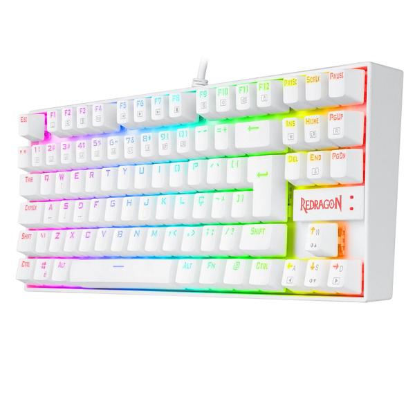 Imagem de Teclado Mecânico Redragon Kumara Lunar White - Rgb - Swblue