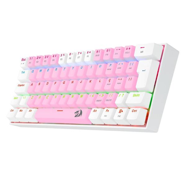 Imagem de Teclado Mecânico Redragon Lakshmi Rosa E Branco Rgb Blue