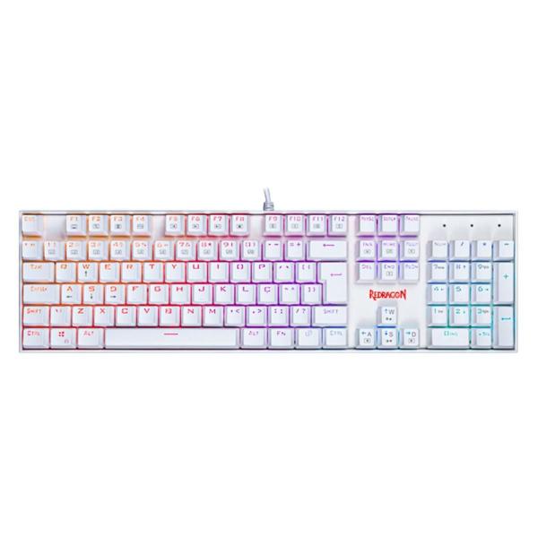 Imagem de Teclado Mecânico Redragon Mitra Branco Rgb Switch Vermelho