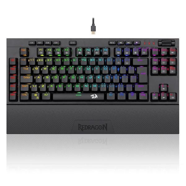 Imagem de Teclado mecânico redragon vishnu, rgb, abnt2, wireless, switch red, tkl, preto - k596rgb (pt-red)